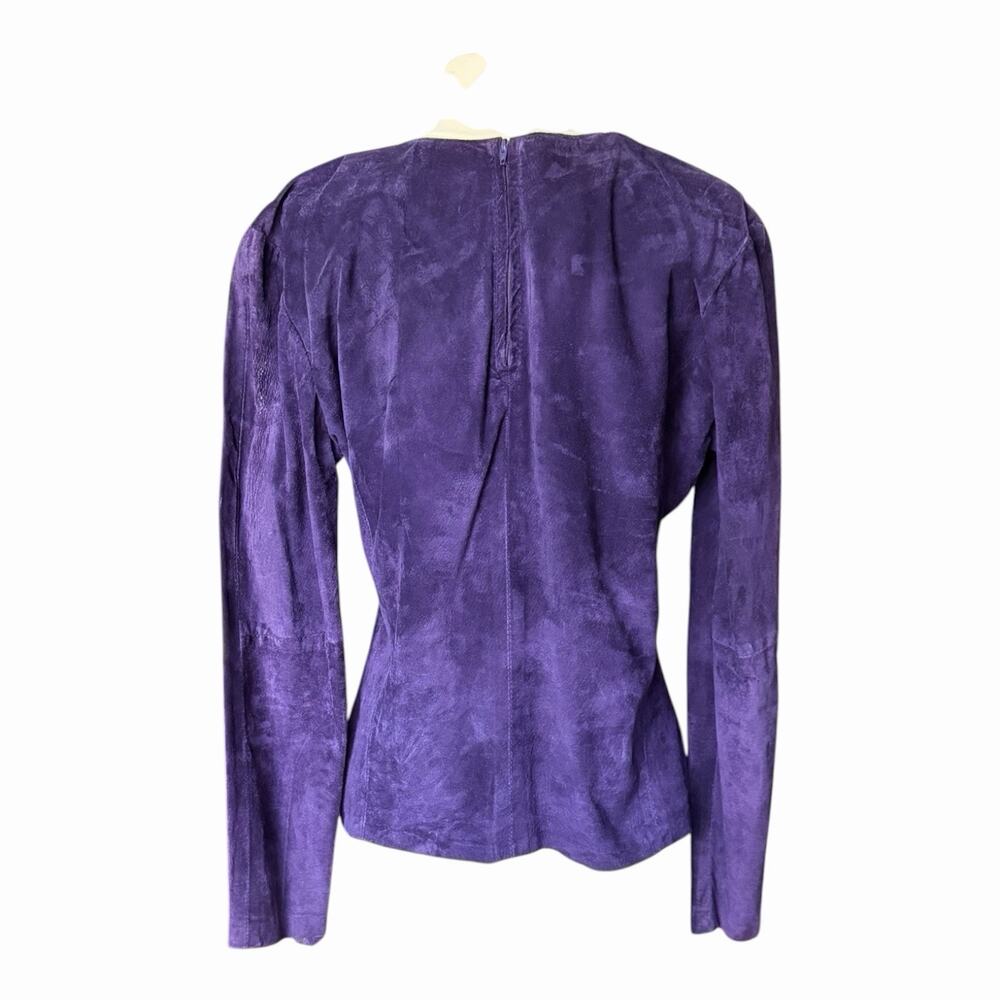 Vintage Liz Roberts Robert Elliott Purple Suede Two Piece Skirt Set Medium - Picture 8 of 16
